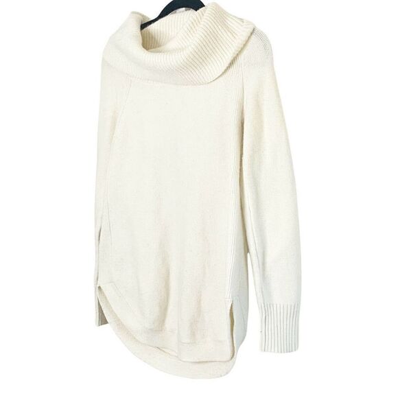 Moth Anthropologie Cream Brenta Cowl Neck Long Sleeve Sweater Curved Hem Small S - Picture 4 of 9